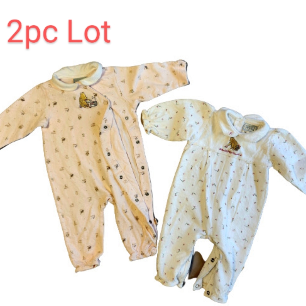 Vintage Winnie the Pooh “Classic Pooh” bodysuits; Set of 2; Baby Girl 6M & 9M